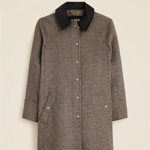 J. Crew Houndstooth Coat with Black Collar